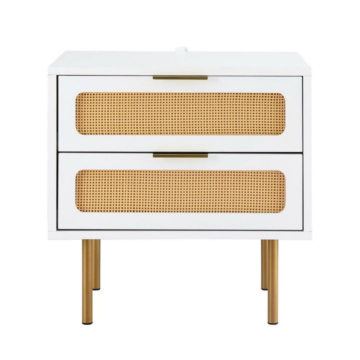 White Rattan-Look Bedside Tables with 2 Drawers – Set of 2, 48cm – product view 5