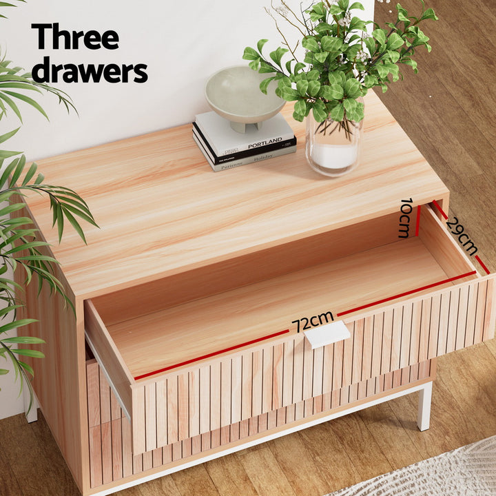 Modern White 3-Drawer Chest of Drawers – Melamine Finish | Metal Legs &amp; Handles | Pine - Greenora Living