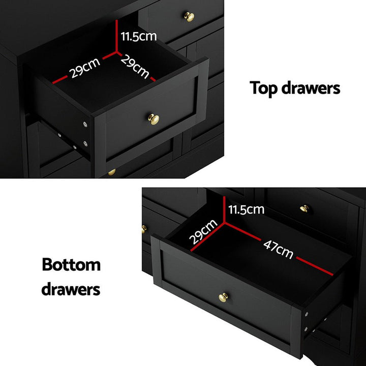 Noir 7-Drawer Black Dresser with Wall Attachment – product view 6