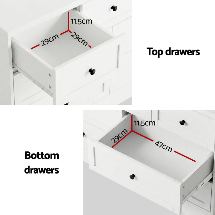 Alba 7-Drawer White Dresser with Wall Attachment – product view 6
