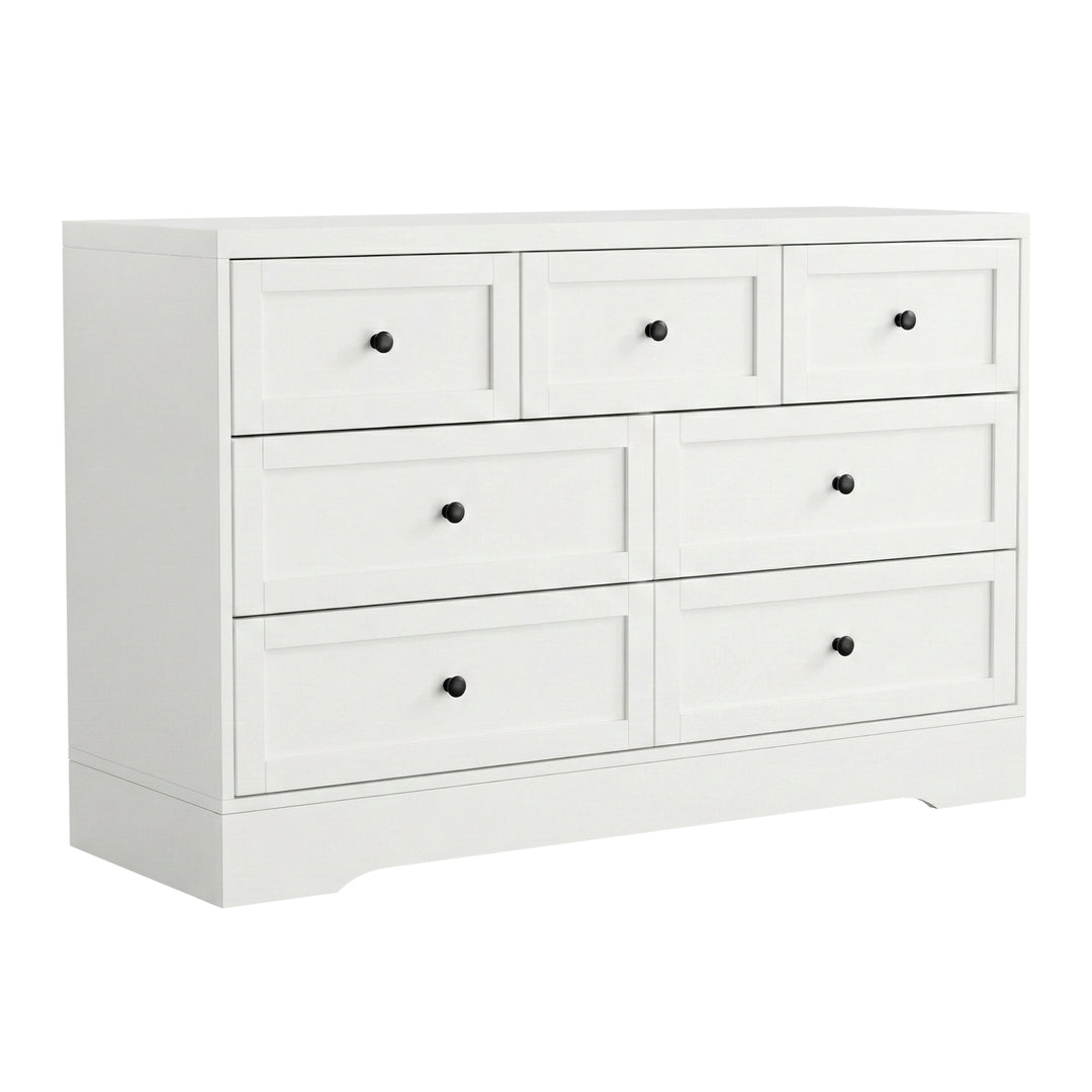 Alba 7-Drawer White Dresser with Wall Attachment – product view 8