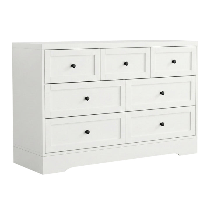 Alba 7-Drawer White Dresser with Wall Attachment – product view 8