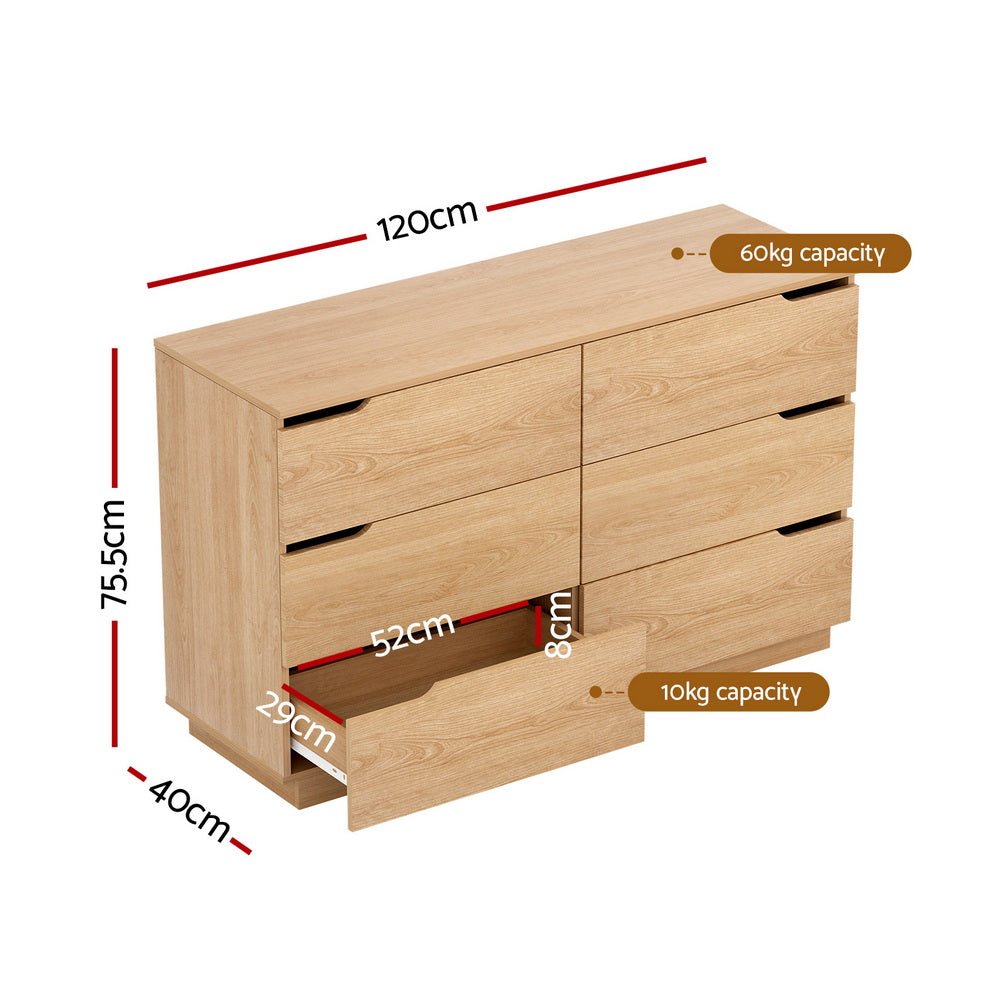 Solace 6-Drawer Pine Lowboy Dresser – product view 3
