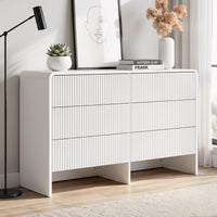 Beige Fluted 6-Drawer Dresser | Push-to-Open | Bedroom Storage | Greenora Living Australia