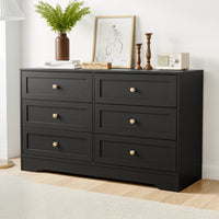 Raven 6-Drawer Black Chest of Drawers