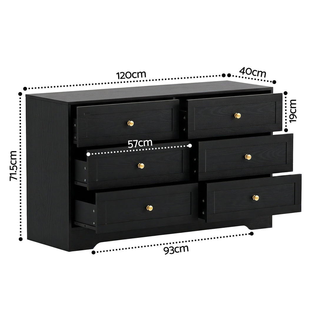 Raven 6-Drawer Black Chest of Drawers – product view 3