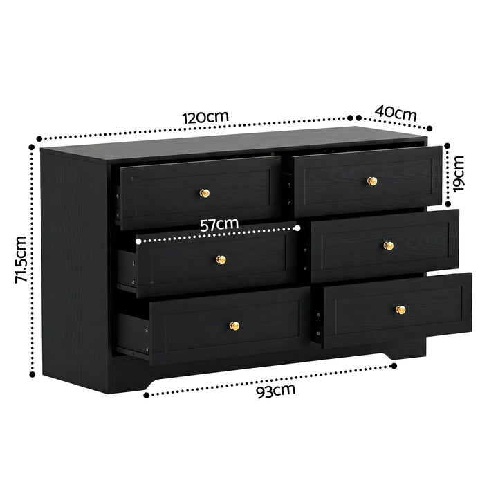 Raven 6-Drawer Black Chest of Drawers – product view 3