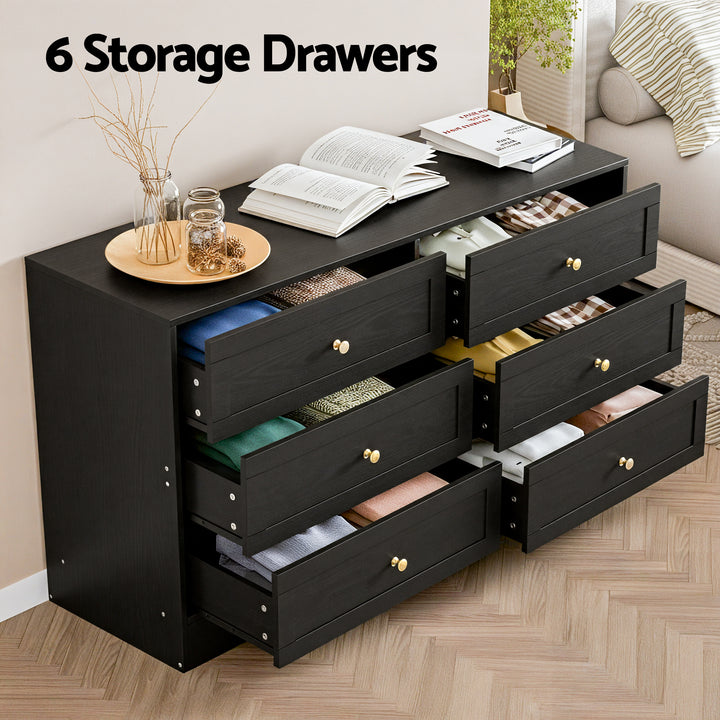 Raven 6-Drawer Black Chest of Drawers – product view 2