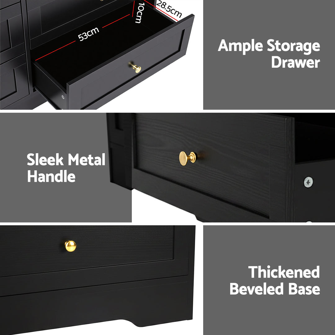 Raven 6-Drawer Black Chest of Drawers – product view 5