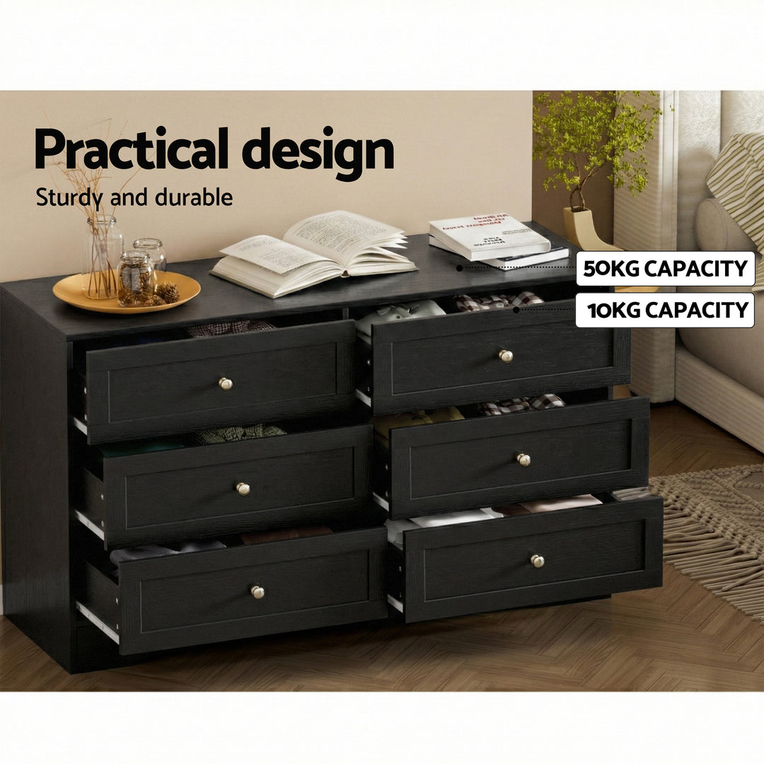 Raven 6-Drawer Black Chest of Drawers – product view 7