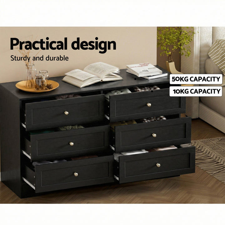 Raven 6-Drawer Black Chest of Drawers – product view 7