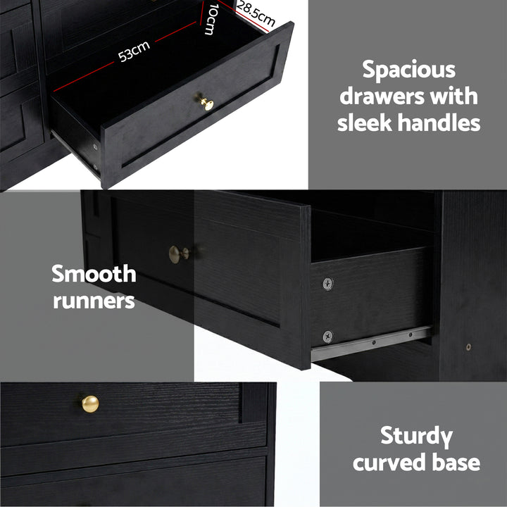 Raven 6-Drawer Black Chest of Drawers – product view 8
