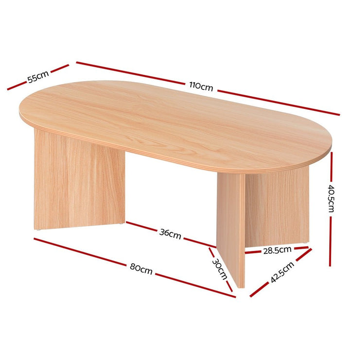 Alva 110cm Oval Pine Coffee Table – Natural – product view 3