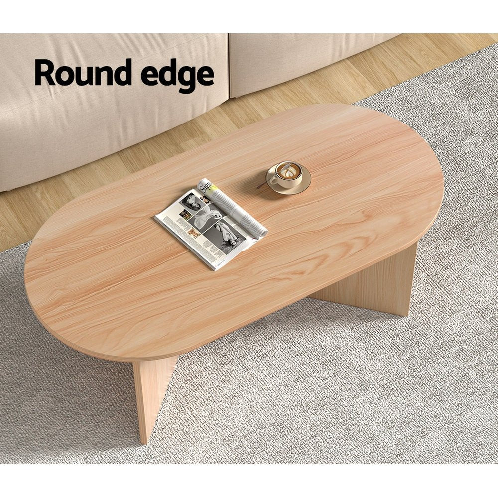 Alva 110cm Oval Pine Coffee Table – Natural – product view 2