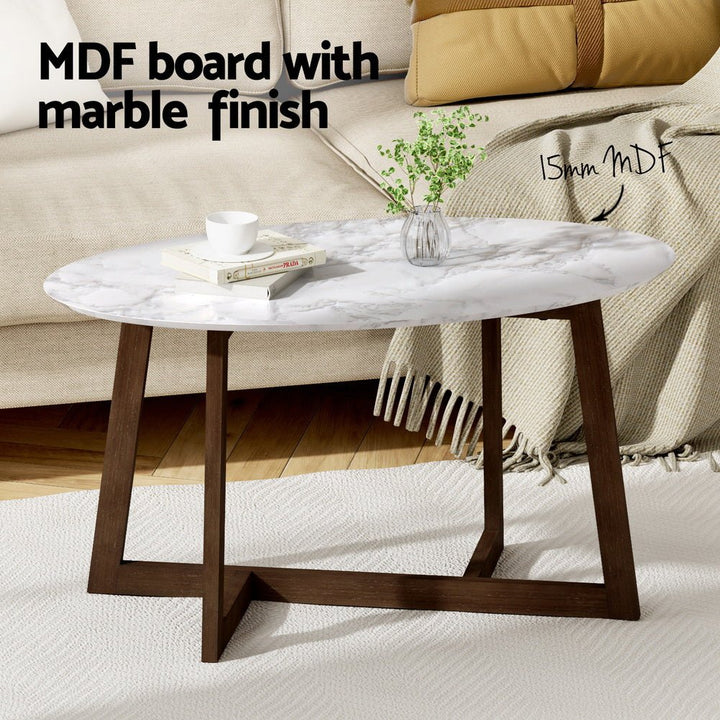 Elara Oval Marble-Effect Coffee Table – product view 2
