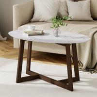 Elara Oval Marble-Effect Coffee Table