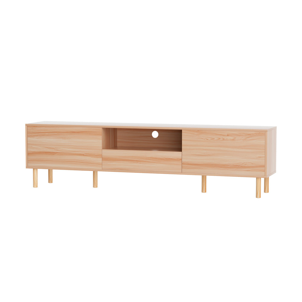 Lowline Pine TV Entertainment Unit – Push-Open Drawer &amp; Solid Pine Legs | 180cm - Greenora Living