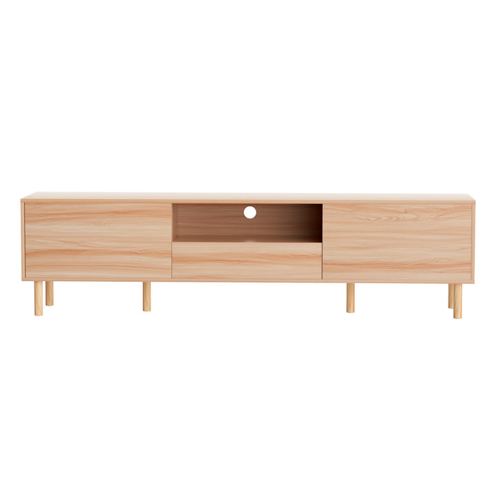Lowline Pine TV Entertainment Unit – Push-Open Drawer &amp; Solid Pine Legs | 180cm - Greenora Living
