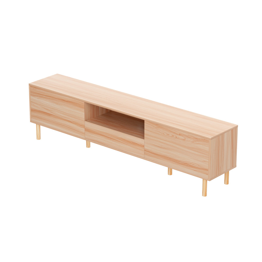 Lowline Pine TV Entertainment Unit – Push-Open Drawer &amp; Solid Pine Legs | 180cm - Greenora Living