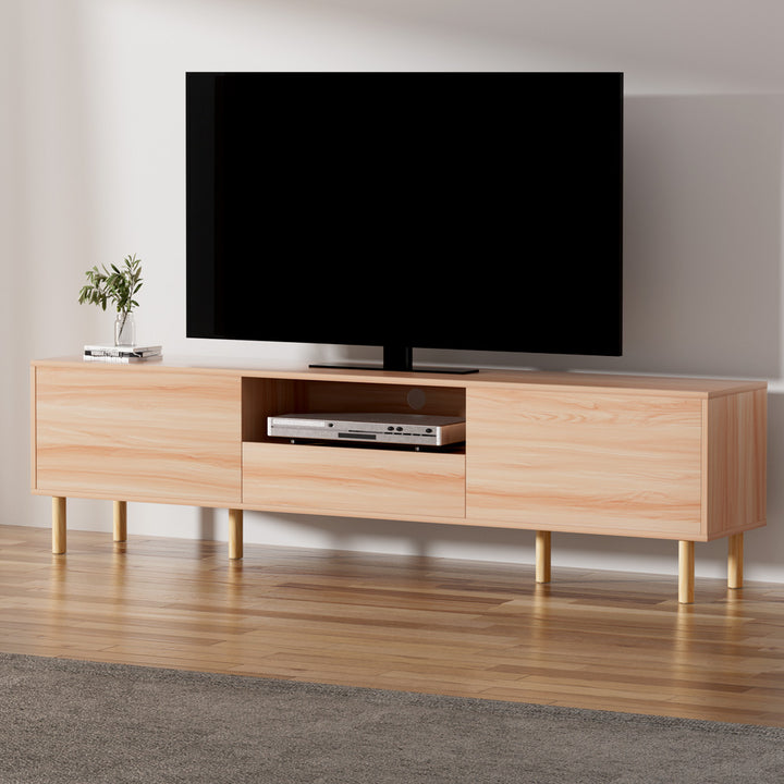 Lowline Pine TV Entertainment Unit – Push-Open Drawer &amp; Solid Pine Legs | 180cm - Greenora Living