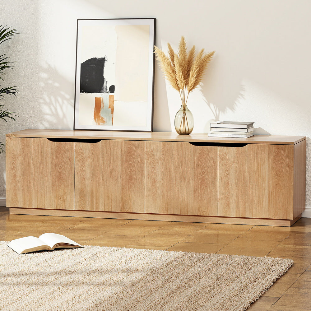 Coastal Grove 180cm Pine TV Unit – Air Gap Handles & Adjustable Shelves - Greenora Living