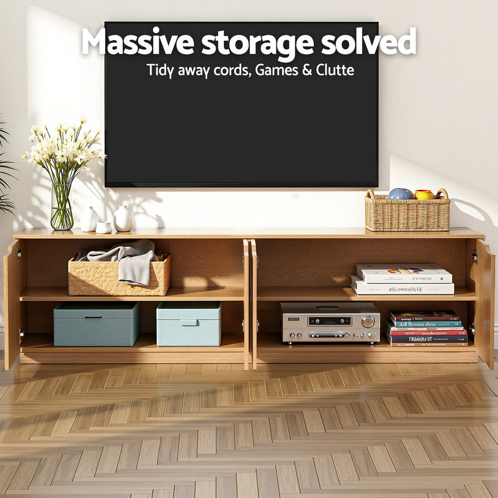 Coastal Grove 180cm Pine TV Unit – Air Gap Handles &amp; Adjustable Shelves - Greenora Living