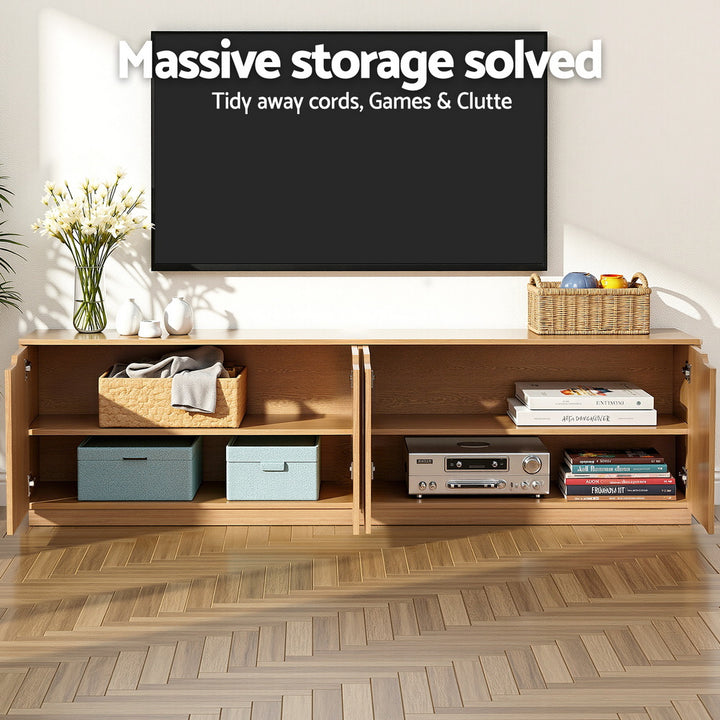 Coastal Grove 180cm Pine TV Unit – Air Gap Handles &amp; Adjustable Shelves - Greenora Living