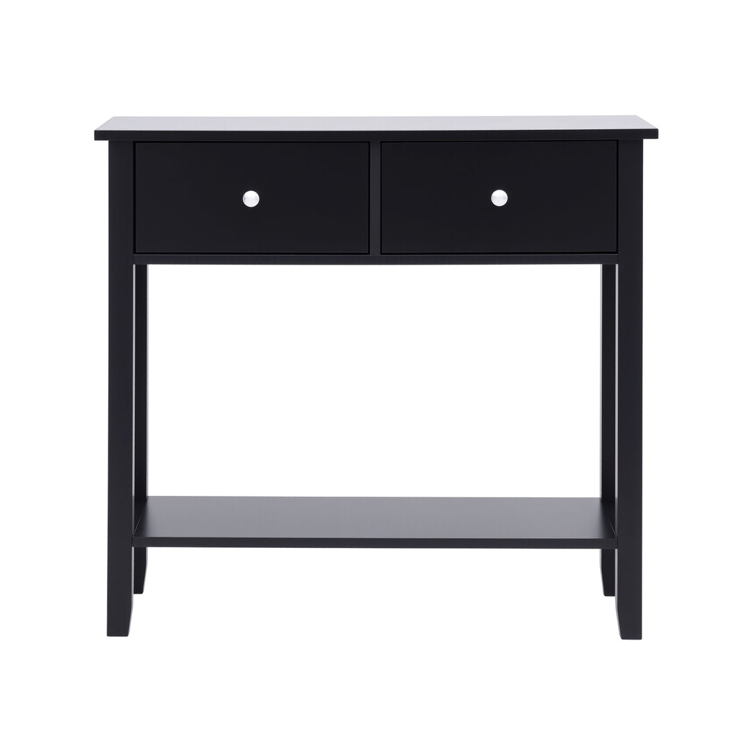 Haven Black 2-Drawer Console Table with Shelf – product view 4