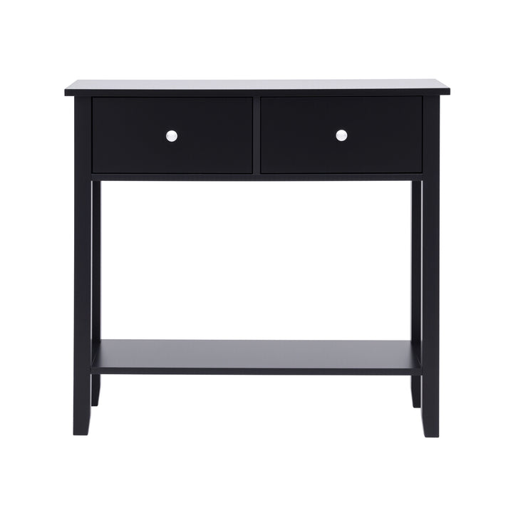 Haven Black 2-Drawer Console Table with Shelf – product view 4