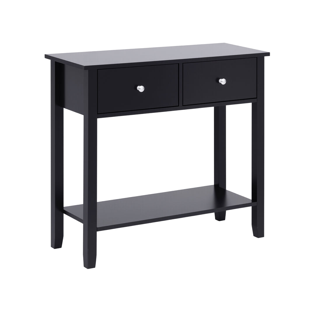 Haven Black 2-Drawer Console Table with Shelf – product view 8