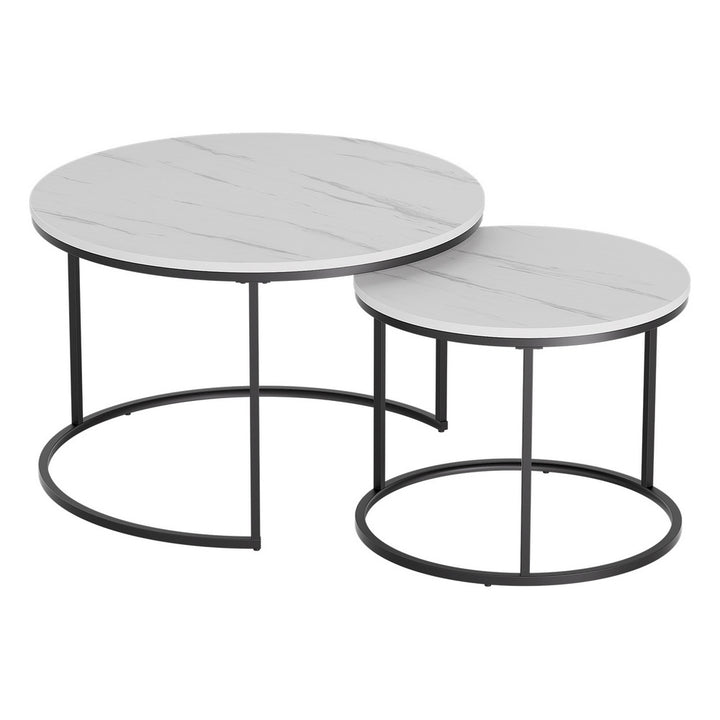 Amara 2-Piece Marble-Effect Nesting Coffee Table Set – product view 3