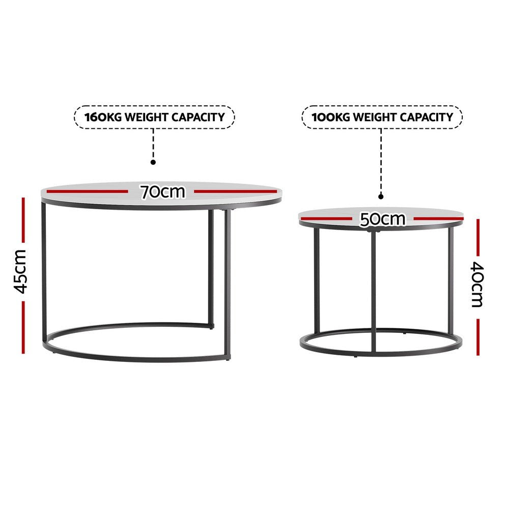 Amara 2-Piece Marble-Effect Nesting Coffee Table Set – product view 4