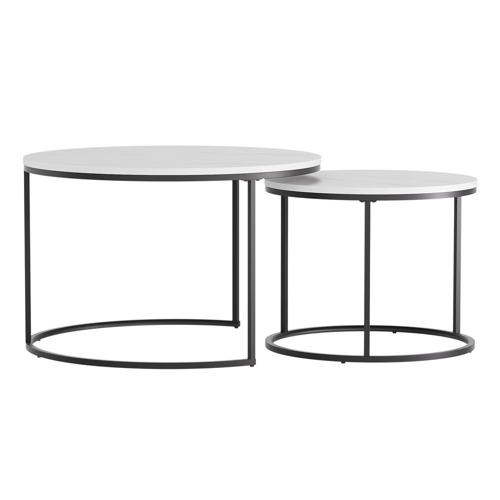 Amara 2-Piece Marble-Effect Nesting Coffee Table Set – product view 5