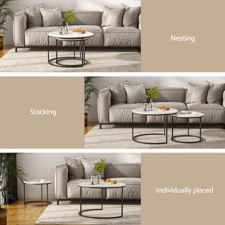 Amara 2-Piece Marble-Effect Nesting Coffee Table Set – product view 7