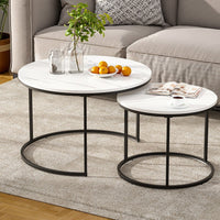Amara 2-Piece Marble-Effect Nesting Coffee Table Set
