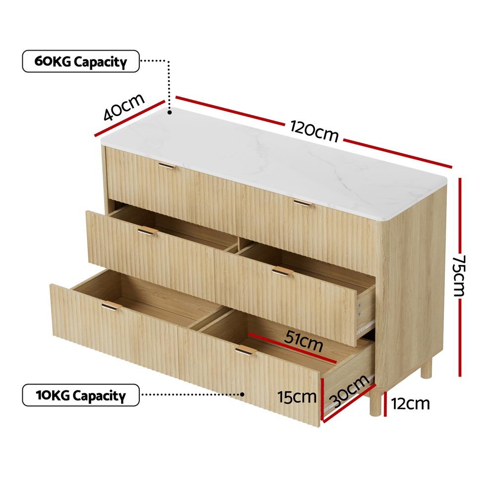 Pinehaven 6-Drawer Fluted Pine Dresser – product view 4