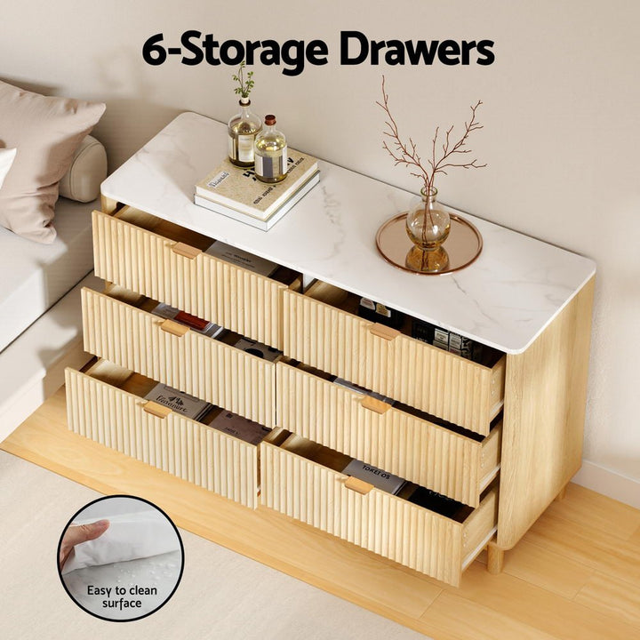 Pinehaven 6-Drawer Fluted Pine Dresser – product view 2
