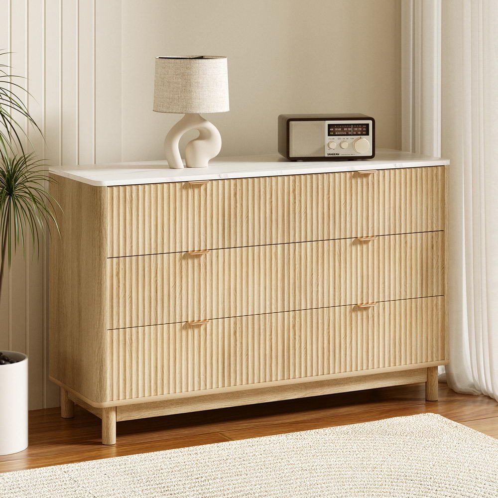Pinehaven 6-Drawer Fluted Pine Dresser