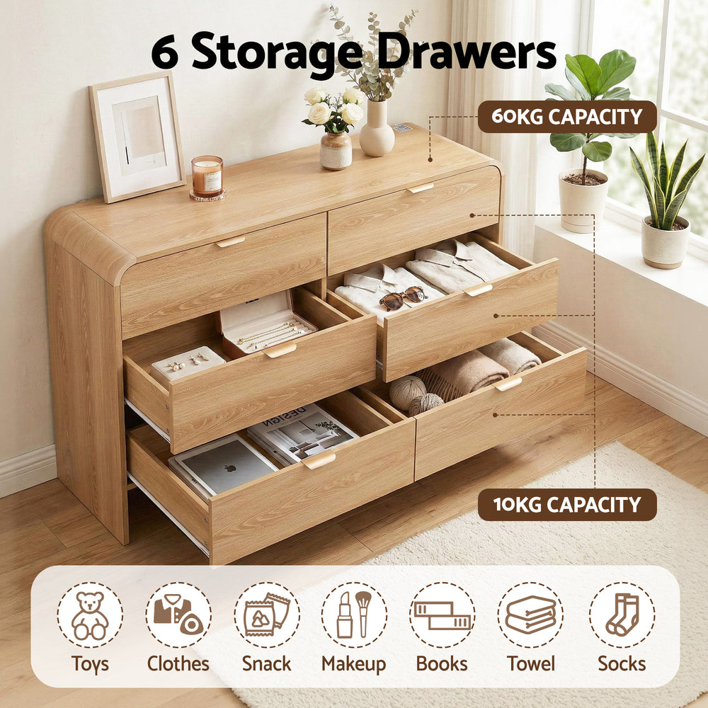 Havenridge 6-Drawer Fluted Pine Dresser – product view 2