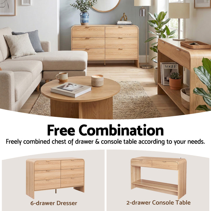 Havenridge 6-Drawer Fluted Pine Dresser – product view 6
