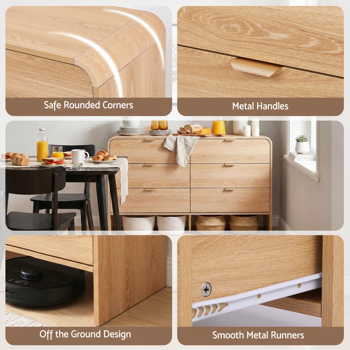Havenridge 6-Drawer Fluted Pine Dresser – product view 7
