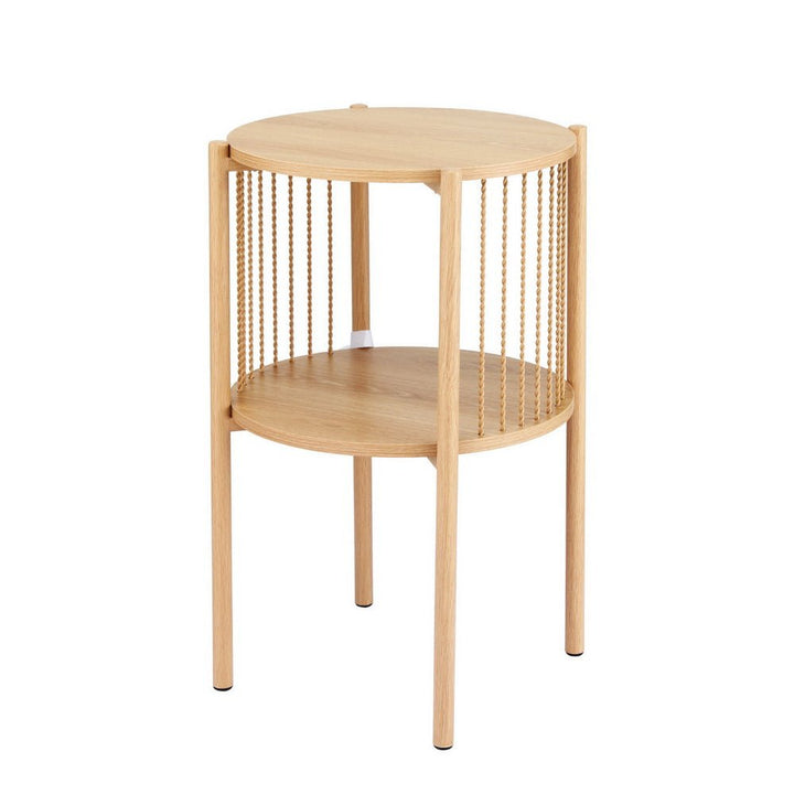 Nora 2-Tier Round Coffee Table – Natural Wood – product view 3