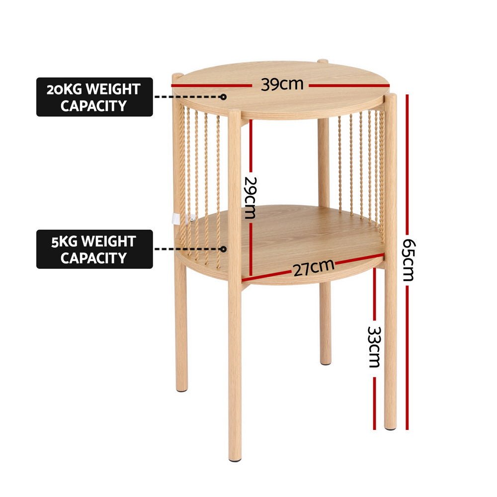 Nora 2-Tier Round Coffee Table – Natural Wood – product view 4