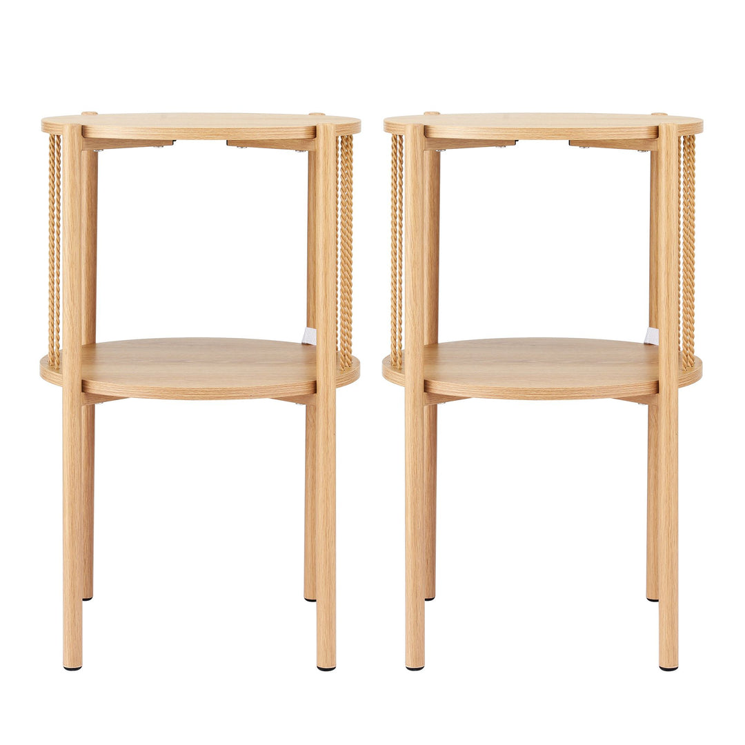 Nora Round 2-Tier Side Table Set of 2 – Natural – product view 4