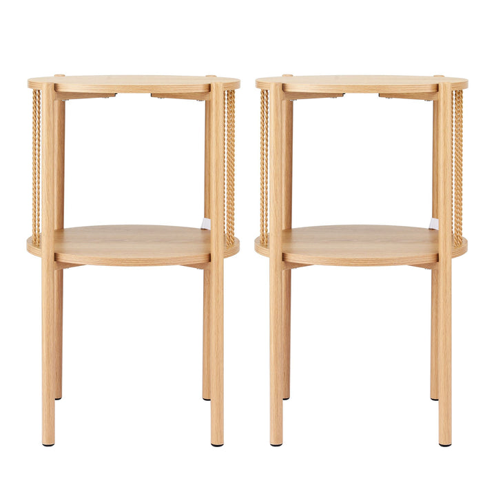 Nora Round 2-Tier Side Table Set of 2 – Natural – product view 4