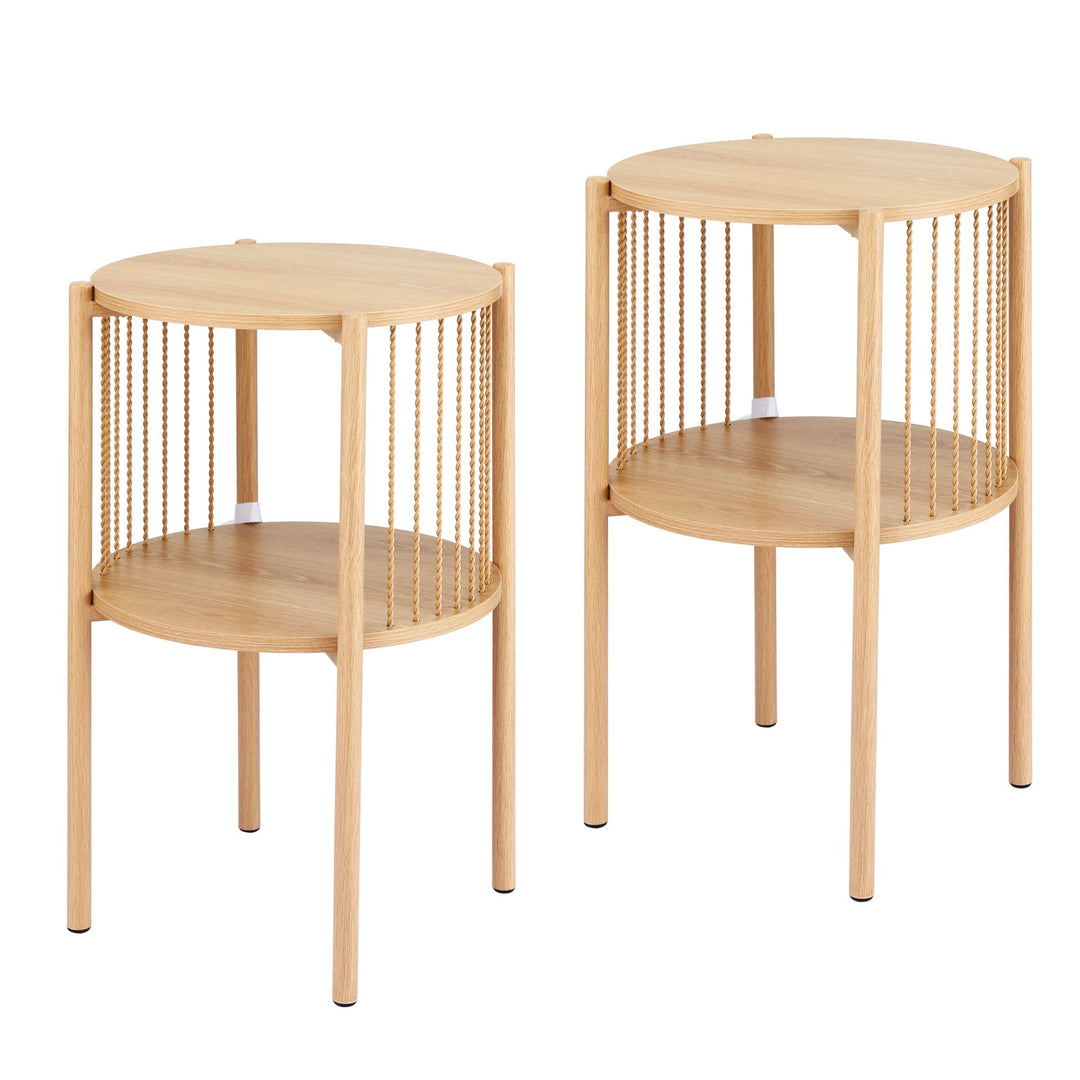 Nora Round 2-Tier Side Table Set of 2 – Natural – product view 8