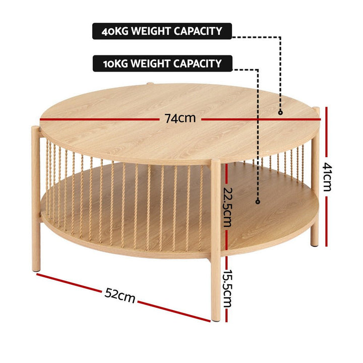 Nora 2-Tier Round Coffee Table – Large Natural – product view 4