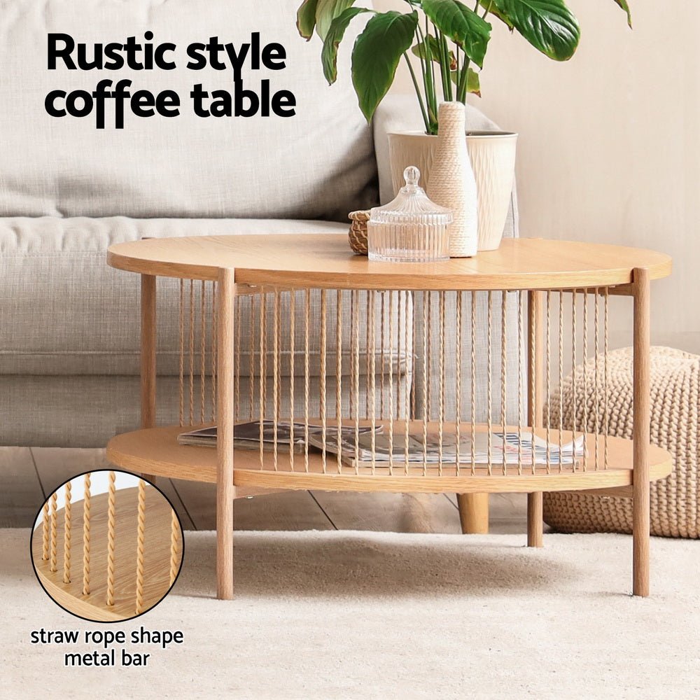 Nora 2-Tier Round Coffee Table – Large Natural – product view 2