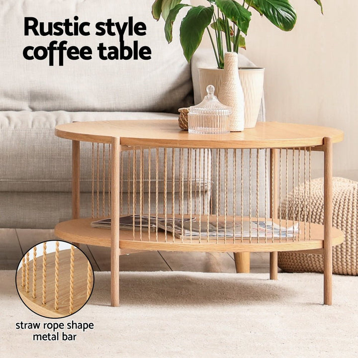 Nora 2-Tier Round Coffee Table – Large Natural – product view 2