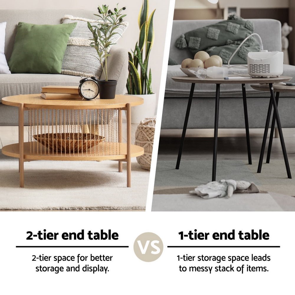 Nora 2-Tier Round Coffee Table – Large Natural – product view 6